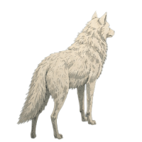 Loup Blanc de dos - style japan